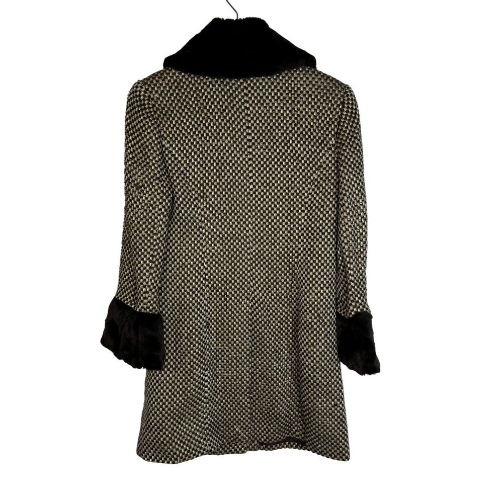 Grace Dane Lewis Vienna Wool Blend Faux Fur Trim Coat Size 6 Vanilla Latte Multi - Picture 9 of 11